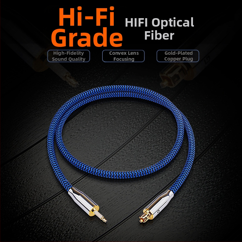 Palaviku optilise kiu heliliin ruudukujulise suu ja ümara suu vahel, 3,5 mm SPDIF digitaalsignaaliliini mängija projektori liin