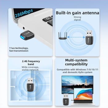 Wifi6 vezeték nélküli hálózati kártya illesztőprogram nélkül 286M asztali laptop USB vezeték nélküli WiFi vevő AP adó