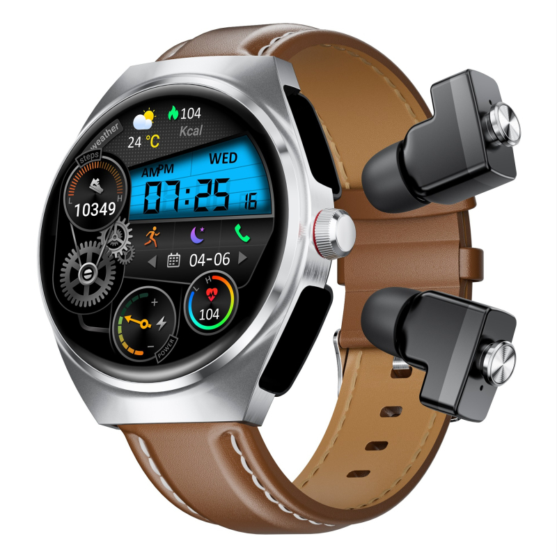 Külkereskedelem TWS Bluetooth headset 2 az 1-ben 1,53 hüvelykes képernyő pulzusmérő vér oxigénérzékelő kettős hívás okosóra