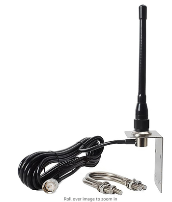 VHF joslas 156–163 MHz transportlīdzeklī montējama domofona antena no nerūsējošā tērauda, balkona cauruļveida klipsis, 5 m, RG58 padevējs