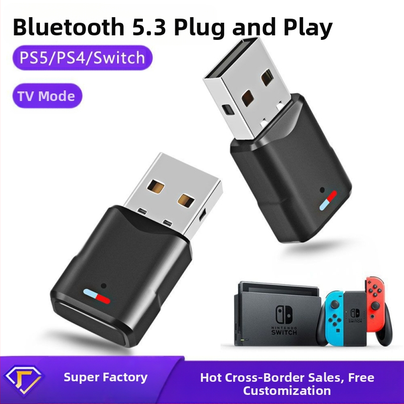 USB Bluetooth audio raidītājs 5.3 piemērots PS4/PS5/Pro/Switch/Datora Bluetooth uztvērējam