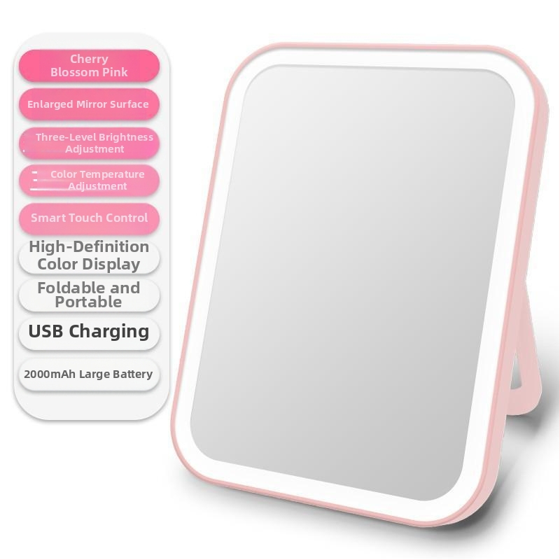Led sminktükör asztali asztali sminktükör női összecsukható népszerű diákkollégiumi szépségtükör fénnyel kitöltő fénnyel