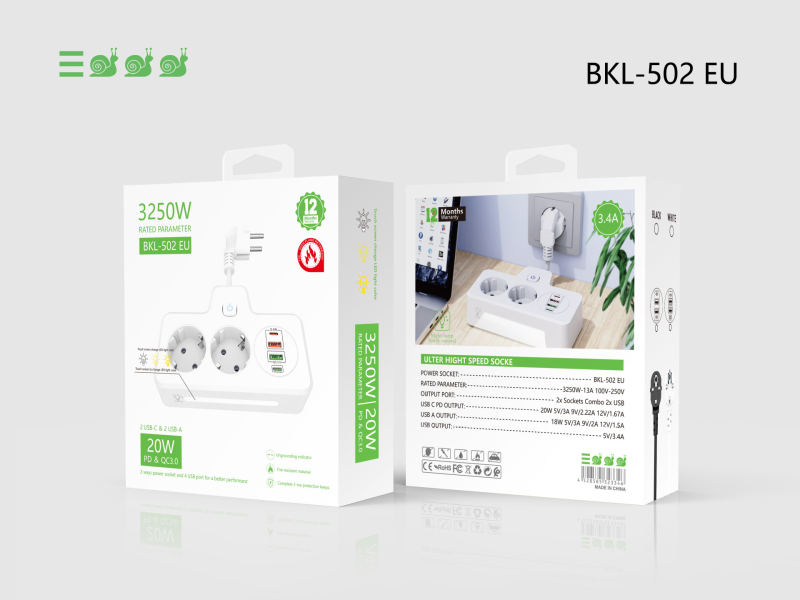 Väliskaubanduse uus seinakontakti muundur, Euroopa stiilis spetsiaalne 2-auguline mitme stsenaariumi tugi, QC3.0 + PD20W kahekordne kiirlaadimine