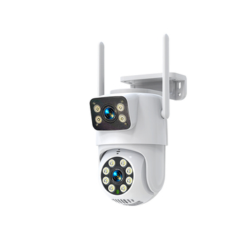 Binokulaarne püstolkuuliga valvekaamera koduseks kasutamiseks, 360-kraadine kahe objektiiviga kaamera, kahe objektiiviga kõrglahutusega kahe ekraaniga