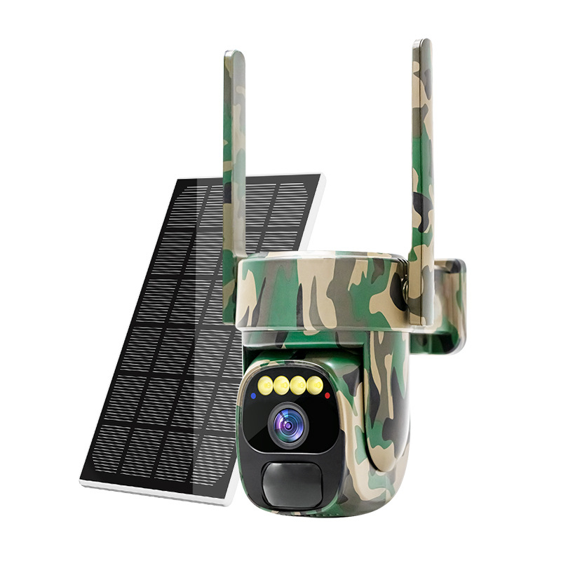 Mājas saules novērošanas kamera ar mobilo tālruni, tālvadības HD panorāmas nakts redzamības āra ūdensizturīga bezvadu kamera