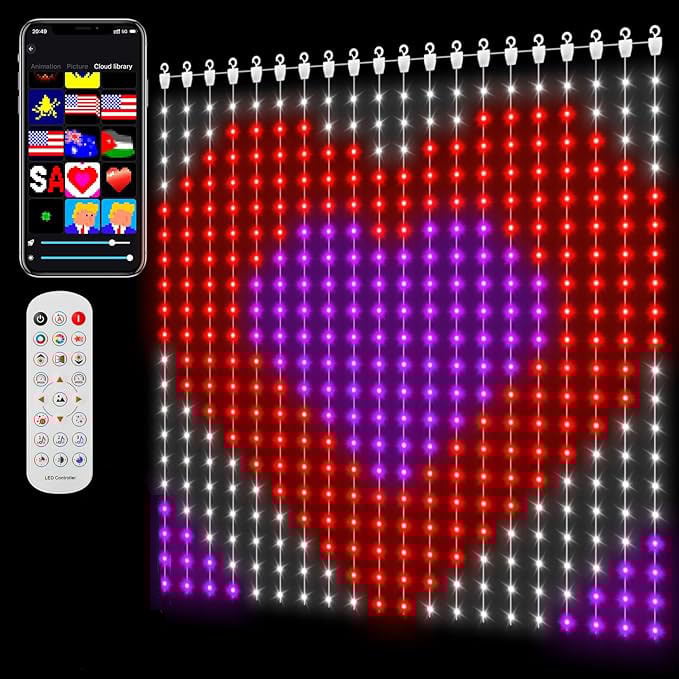 Prekogranične zavjese, najprodavanije šarene točkasto kontrolirane kožne žičane lampice, DIY atmosferska dekoracija, pametna aplikacija, programabilne žice za zavjese