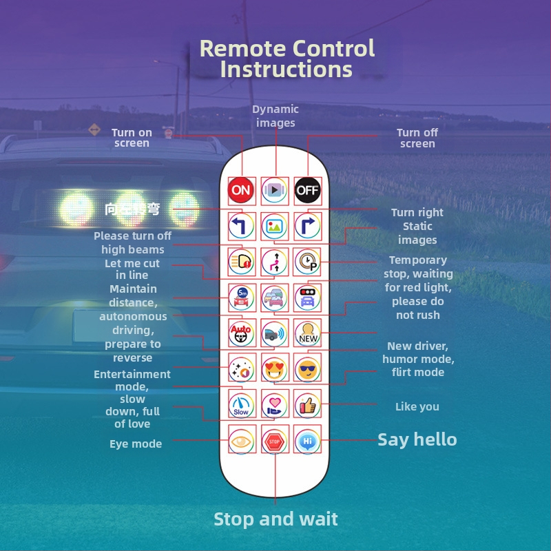 Прозрачен смарт LED гъвкав екран за кола, превъртащ се екран за реклама на задното стъкло на колата, емотикон, стикер за кола, смарт стикер за кола