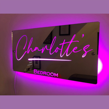 Светещо огледало, независима станция, 12 цвята, LED име, персонализирано фамилно име, светещо огледало, нощно осветление, огледална лампа