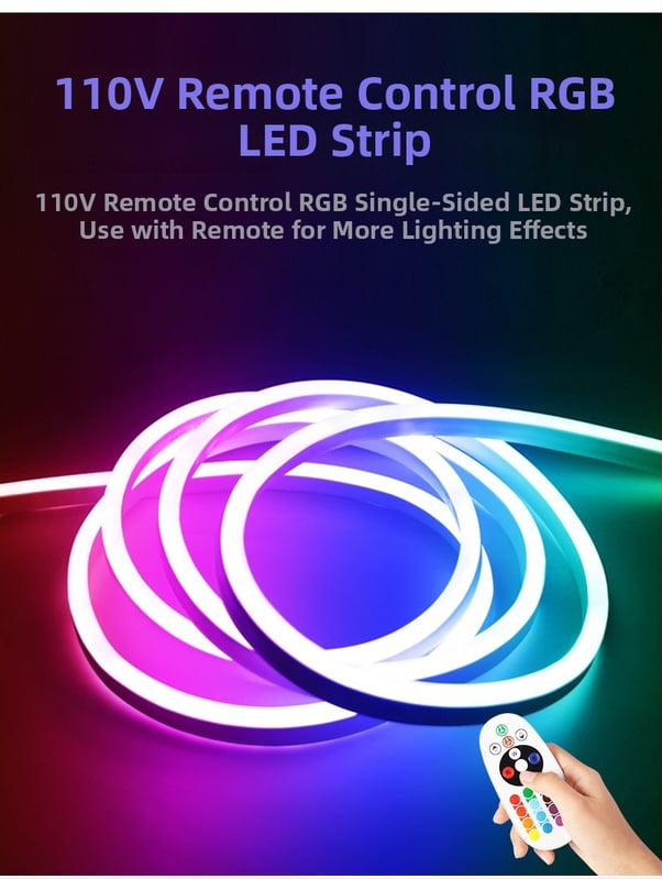 RGB neoninė šviesos juosta 110V spalvinga nuotolinio valdymo pulto spalvas keičianti lauko vandeniui atspari silikoninė šviesa Taivano amerikietiška spalvas keičianti šviesos juosta