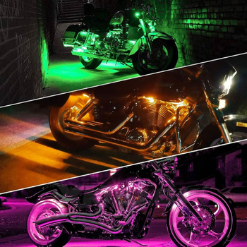 Pārrobežu karsti pārdodama motociklu atmosfēras gaisma RGB fantāzijas gaismas sloksne ar Bluetooth vadību motociklu atmosfēras gaismai