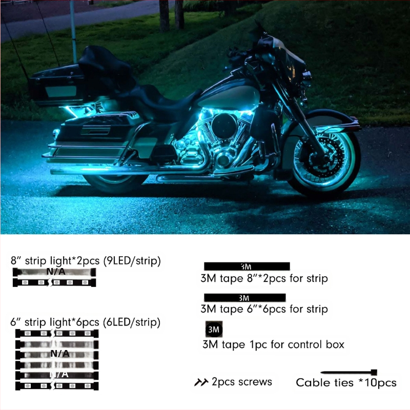 Трансгранична гореща продажба на мотоциклетна атмосфера, RGB фентъзи светлинна лента, приложение, Bluetooth контрол, мотоциклетна атмосфера, светлина