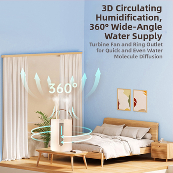 Párásító hálószobába, kis asztali párásító, háztartási, nagy permetezésű, nagy kapacitású, csendes hálószobai légpárásító