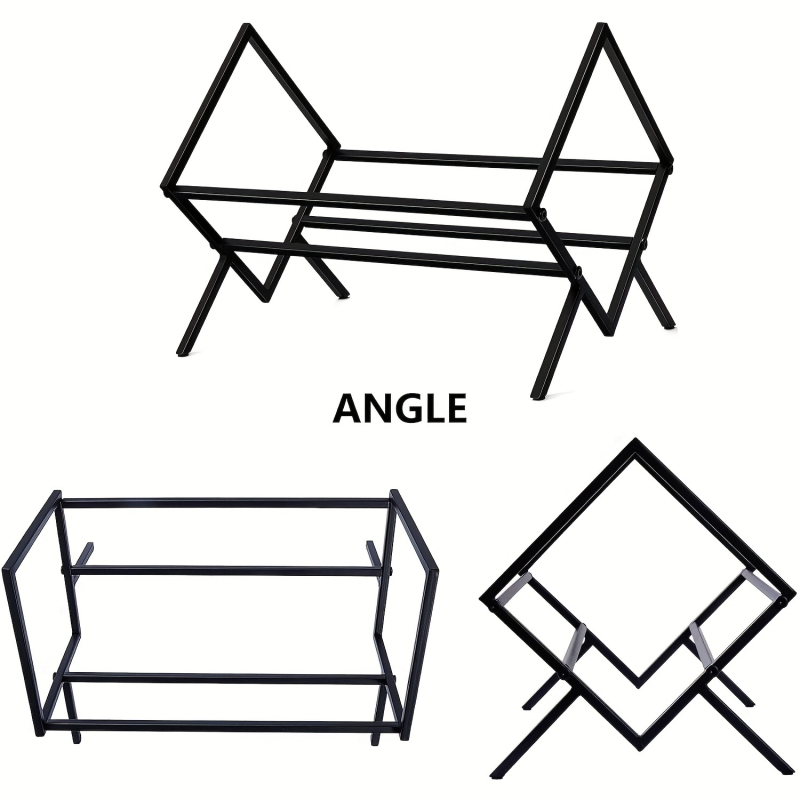 Стойка за винилови плочи - здрава желязна рамка, прахово боядисано покритие, черна А-образна рамка