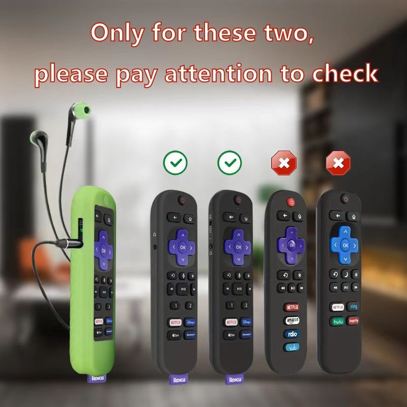 Piemērots TCL New Roku Express 4K UltraTV tālvadības pults silikona aizsargapvalkam ar austiņu caurumu