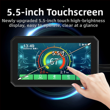 5,5 collu motocikla braukšanas ierakstītājs Bezvadu Carplay projekcijas ekrāna navigācija Riepu spiediena noteikšana Priekšējā un aizmugurējā dubultā lēca