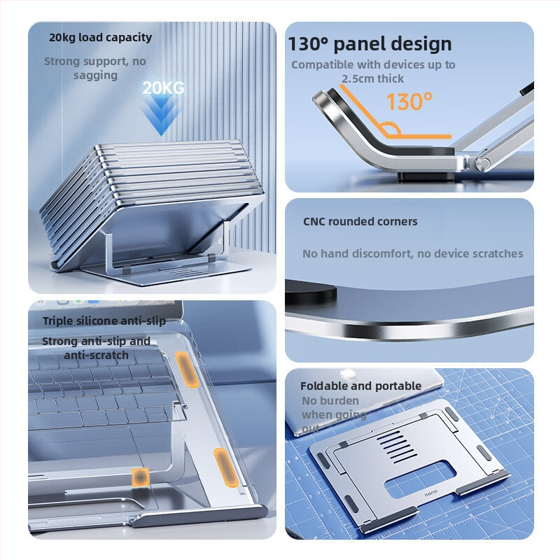 Поставка за лаптоп Green Giant (Llano) от алуминиева сплав, вертикално повдигаща се стойка за радиатор