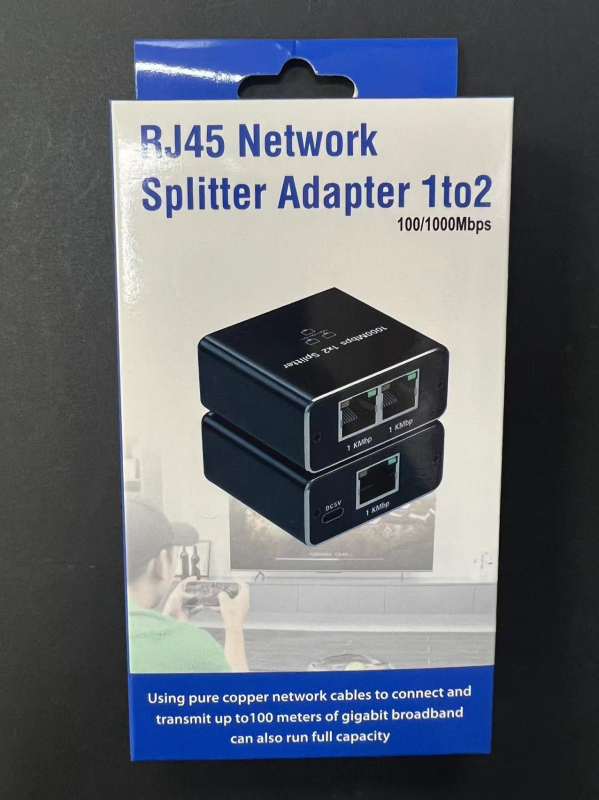 Tīkla portu sadalītājs, viens pret diviem gigabitu tīkliem, Rj45 tīkla kabeļa sadalītājs, viena ieeja un divas izejas, vienlaicīgs interneta savienotājs