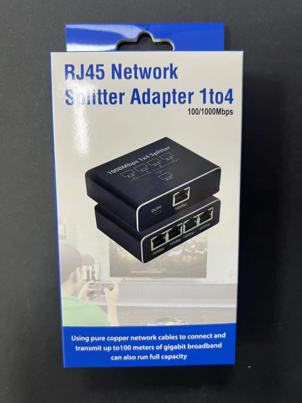 Tīkla portu sadalītājs, viens pret diviem gigabitu tīkliem, Rj45 tīkla kabeļa sadalītājs, viena ieeja un divas izejas, vienlaicīgs interneta savienotājs