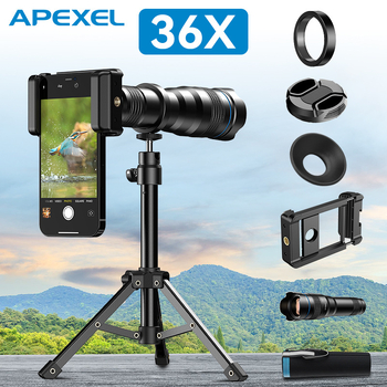 Apexel Export Hot Selling mobiiltelefoni teleobjektiiv 36X Välifotograafia Fotokontsert Pallimäng Eluskalapüügi