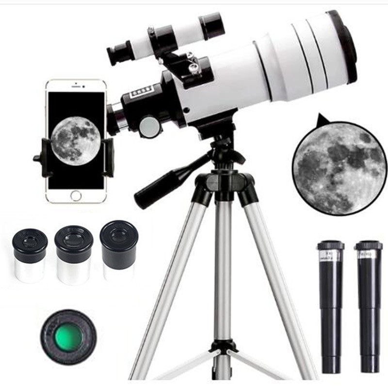 Profesionalūs astronominiai „Wangyuan“ akiniai, skirti žvaigždžių stebėjimui, didelio galingumo „Sky Space HD 30070ZAM“ kartus suaugę pradinės mokyklos vaikai