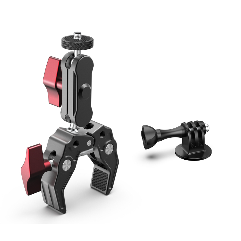 Daugiafunkcis krabo žnyplės spaustukas sportinei kamerai ir telefonų fotografijai, galingas žirnio spaustukas, metalinis lauko išplėtimo stabilizatoriaus laikiklis