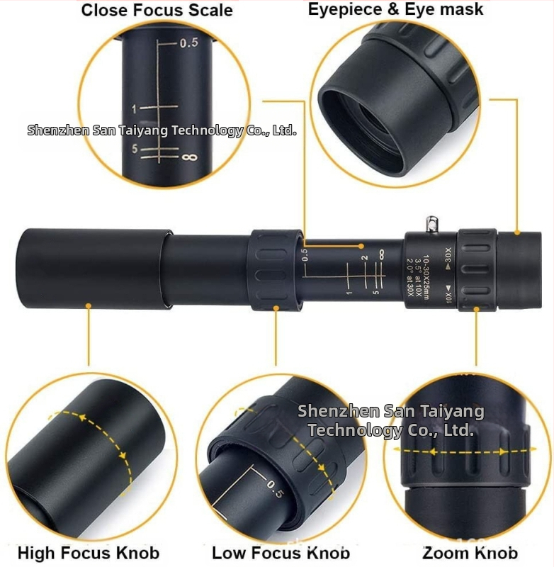 Monokulárny ďalekohľad s priblížením 10-30 × 25, vysokorozlišovací kovový ďalekohľad, prenosný vonkajší, veľkoobchodný predaj