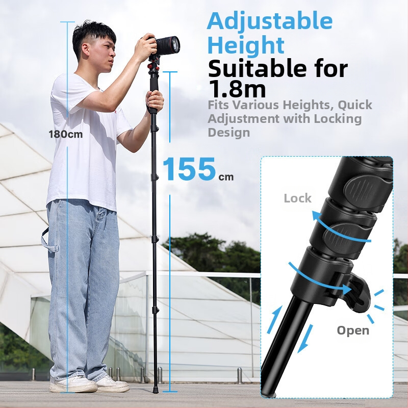 Ukrainezi Excellent Basket TB12 1.5m Монопод с тригер (без панорамиране/накланяне) за фотография, алуминий