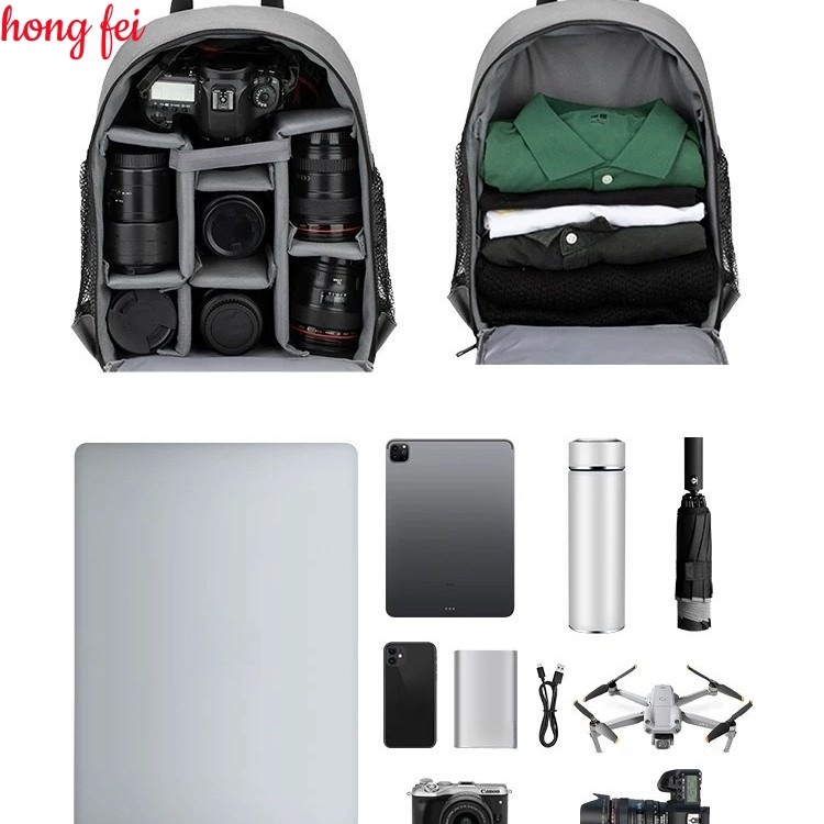 Hátsó vállra helyezhető SLR fényképezőgép táska Férfi és női professzionális nagy kapacitású hátizsák Laptop belső válaszfal Vízálló fotós hátizsák