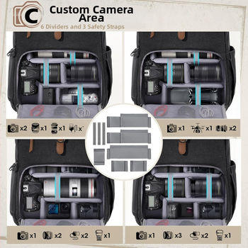 Paprasta kasdienė lauko kuprinė fotografijai, vandeniui atspari ir dilimui atspari drobinė kuprinė mokyklinei rankinei