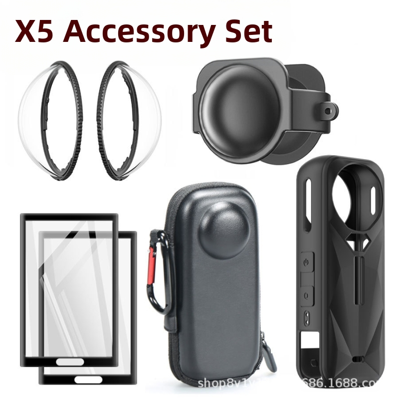 „Yingshi insta360 X5“ silikoninis apsauginis dėklas, apsauginis veidrodinis laikymo krepšys, grūdinta plėvelė, tarpvalstybinis „Amazon AliExpress“