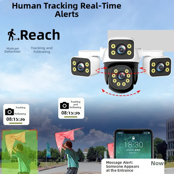 Mini háromlencsés, háromképernyős, többszögű megfigyelőrendszer, vezetékes/Wifi hálózati megfigyelőkamera, kültéri, vízálló