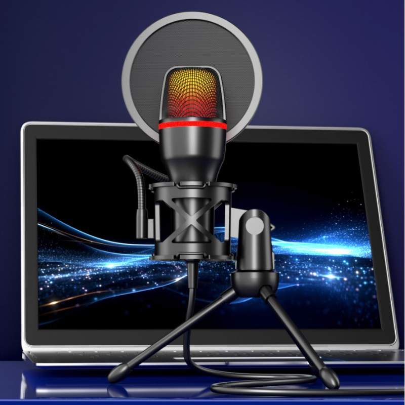 USB kondensaatormikrofon RGB arvuti otseülekande karaoke mikrofon mürasummutusmängu videokonverentsi mikrofon