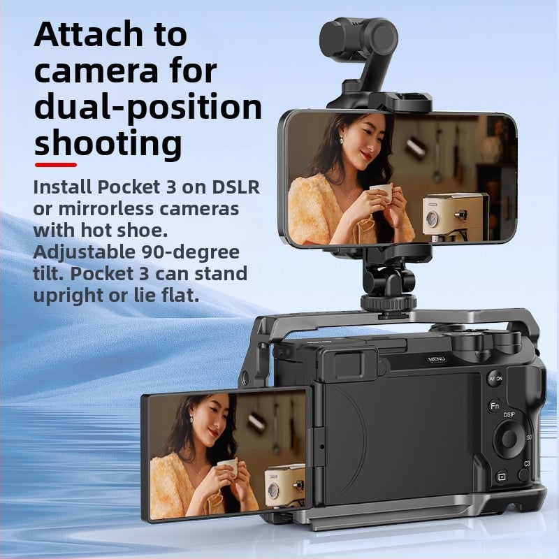 Vhodné pre držiak mobilného telefónu DJI Dajiang Osmo Pocket 3, kompatibilný s držiakom na statív, predlžovacou tyčou a držiakom na teleprompter.