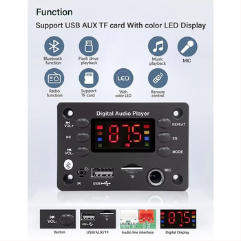 Bluetooth MP3 dekooderplaat käed-vabad auto WMA audio mikrofon raadio MP3 muusikapleier kõlar