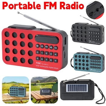 Mitme sagedusribaga päikeseenergial töötav kaasaskantav Bluetooth-raadio, kaasaskantav FM-raadio, kaardimängija