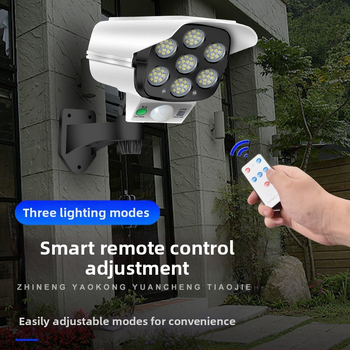 Διασυνοριακή ηλιακή προσομοίωση λάμπας παρακολούθησης με τηλεχειριστήριο, επαγωγική λάμπα δρόμου, λάμπα τοίχου, λάμπα κήπου, λάμπα LED με ψεύτικη κάμερα κατά των κλεφτών