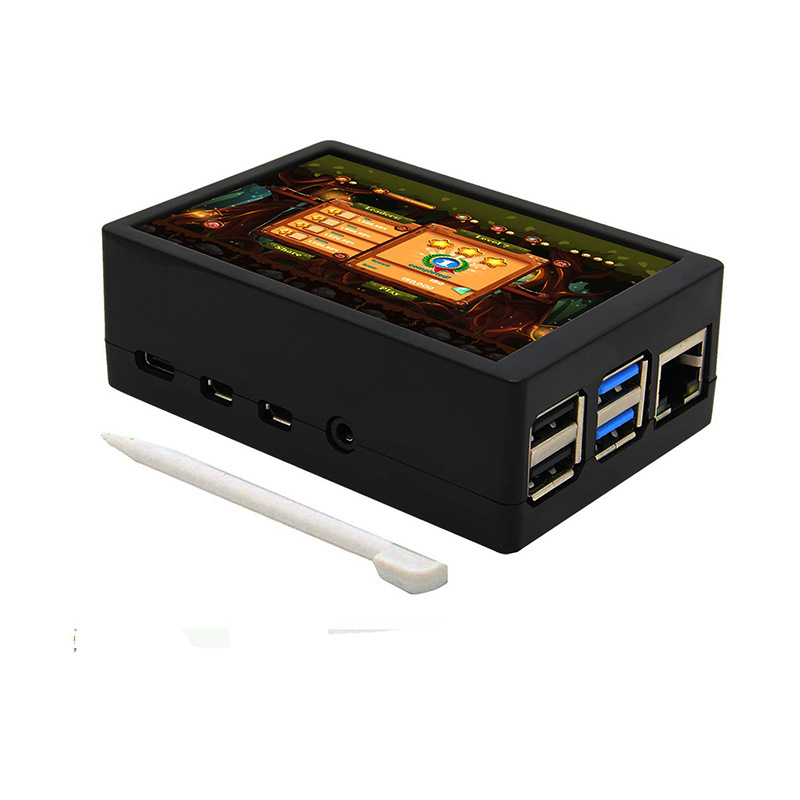 Raspberry Pi 4B 3.5" дисплей + кутия за шаси от ABS шприцван корпус, поддържаща монтаж на вентилатор, радиатор