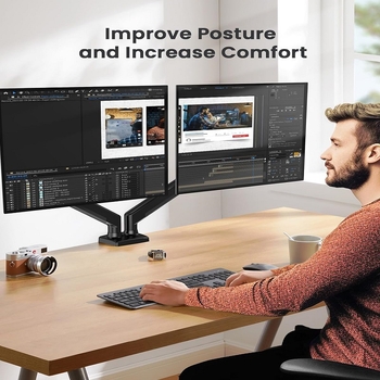 32-tolline reguleeritav kahe ekraaniga monitori alus, 360° pööratav kodukontorisse