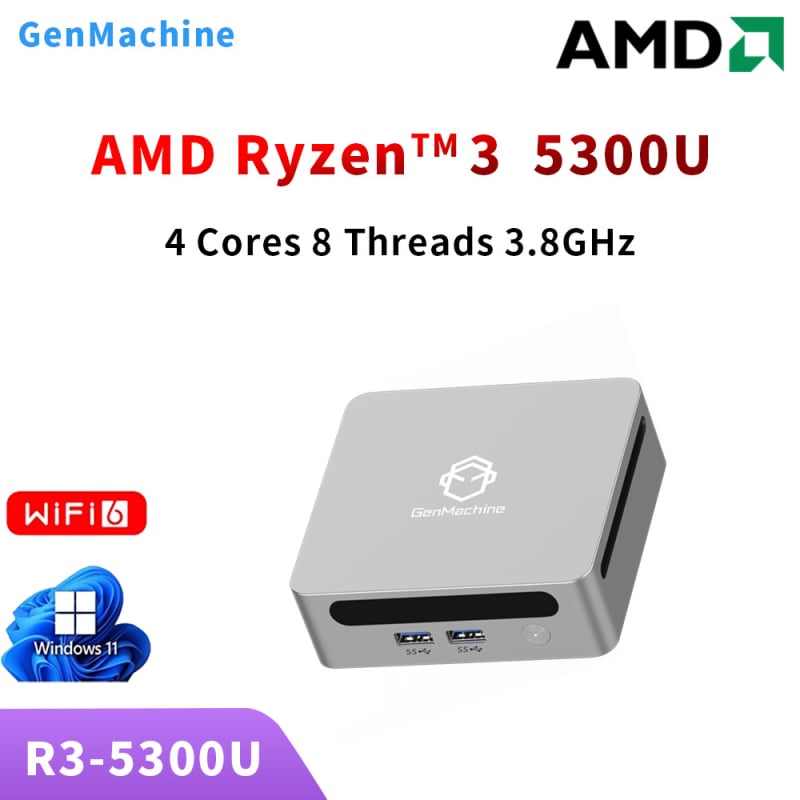 GenMachine Ruilong R3-4300U/5300U Biznesa biroja mājas dators MINI dators