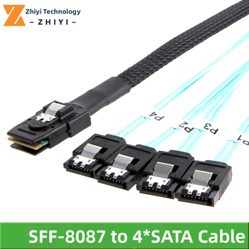 Mini SAS 8087 kuni 4 SATA SAS 36p kuni SATA3.0 SSD andmekaabel edasisuunas