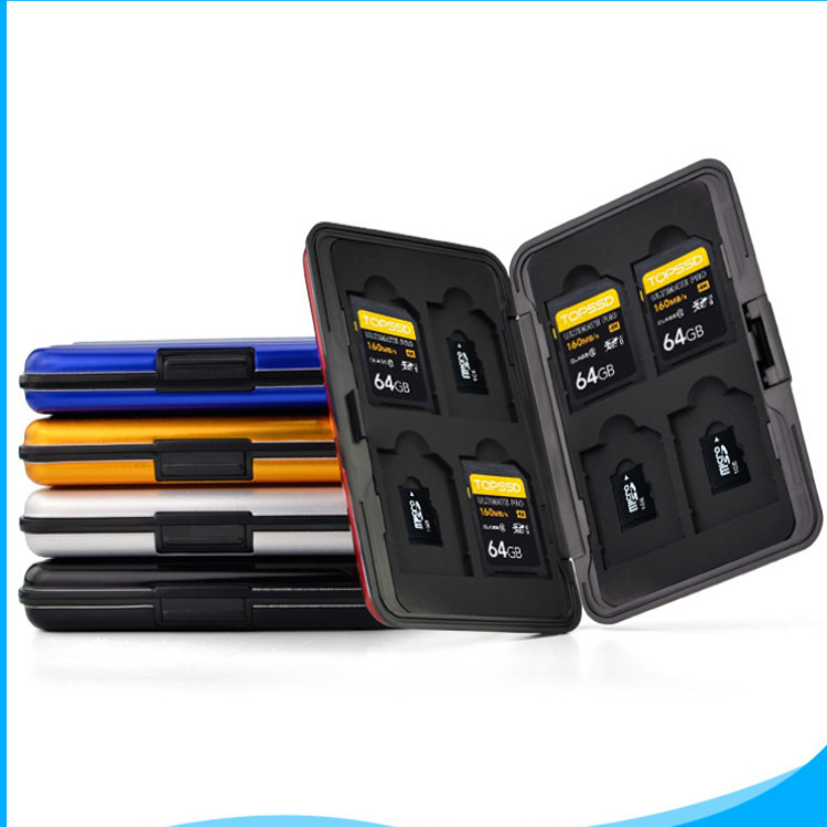 Tehase hulgimüügi mälukaardi hoiukarp 8TF kaart + 8SD kaardikarp alumiiniumist mälukaardikarp