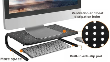 Suport elevat pentru monitor de calculator de înaltă calitate, cu orificiu de răcire, picioare în formă de U, care pot depozita suportul pentru tastatură și computer, pe masă.