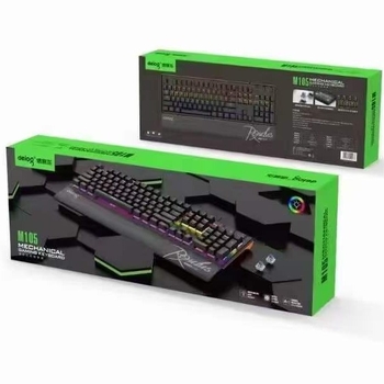 „De Yilong deiogDY-105“ laidinė mechaninė klaviatūra biurui, e. sporto žaidimams, stacionarus kompiuteris, RGB, tikra mechaninė