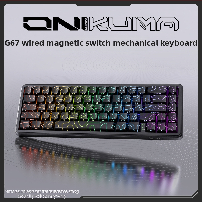ONIKUMA G67 magnetinės ašies mechaninė klaviatūra, kontūrinė, šoninė, graviruota, laidinė, RGB, mažo vėlavimo, 8K apklausų dažnio, magnetinė ašis