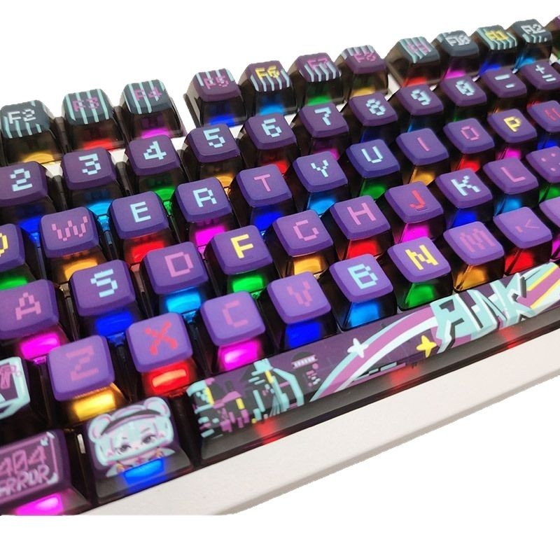 Tume öölilla hele teema klahvikork PBT neljapoolne läbipaistev termiline sublimatsioon MDA kahekordse nahaga piimapallikork 84/87/98/117