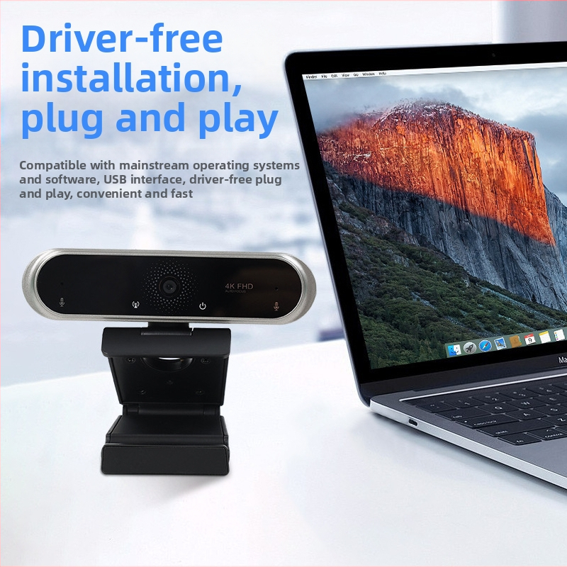 4K datora kamera ar autofokusu un īpaši augstas izšķirtspējas tiešraides apraides kameru, bez USB draivera, pievieno un spēlē tiešsaistes konferences režīmā