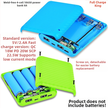 Vairumtirdzniecības Power Bank 4 šūnu 18650 akumulatora kaste Mobilais barošanas avots Bez metināšanas ligzdošanas materiāls DIY Power Bank apvalka ligzdošanas materiāls
