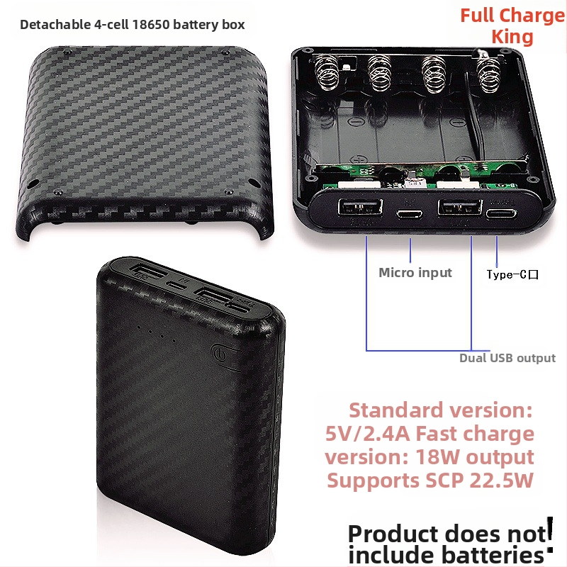 Vairumtirdzniecības Power Bank 4 šūnu 18650 akumulatora kaste Mobilais barošanas avots Bez metināšanas ligzdošanas materiāls DIY Power Bank apvalka ligzdošanas materiāls