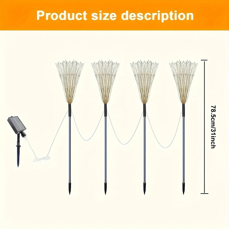 4 db napelemes 320 LED-es tűzijáték lámpa, többszínű, keresztezett szegéllyel