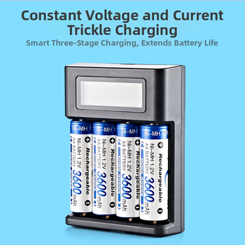 LCD-ekraani laadija nr 5 nr 7 suure mahutavusega Nimm Ni-Mh 1,2 V laetav aku 4 pesaga USB nutikas kiirlaadimine